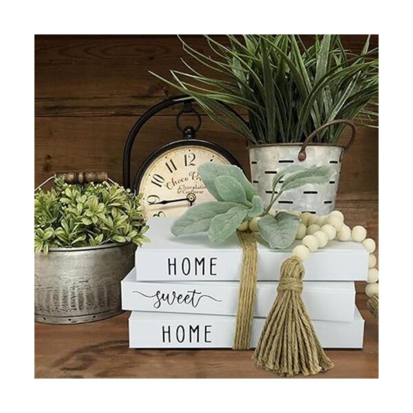 Juego de 3 libros decorativos blancos para decoración del