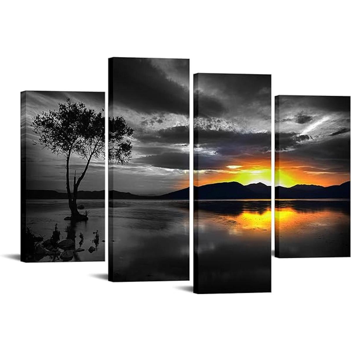 Biuteawal 4 piezas de arte de pared en blanco y negro con
