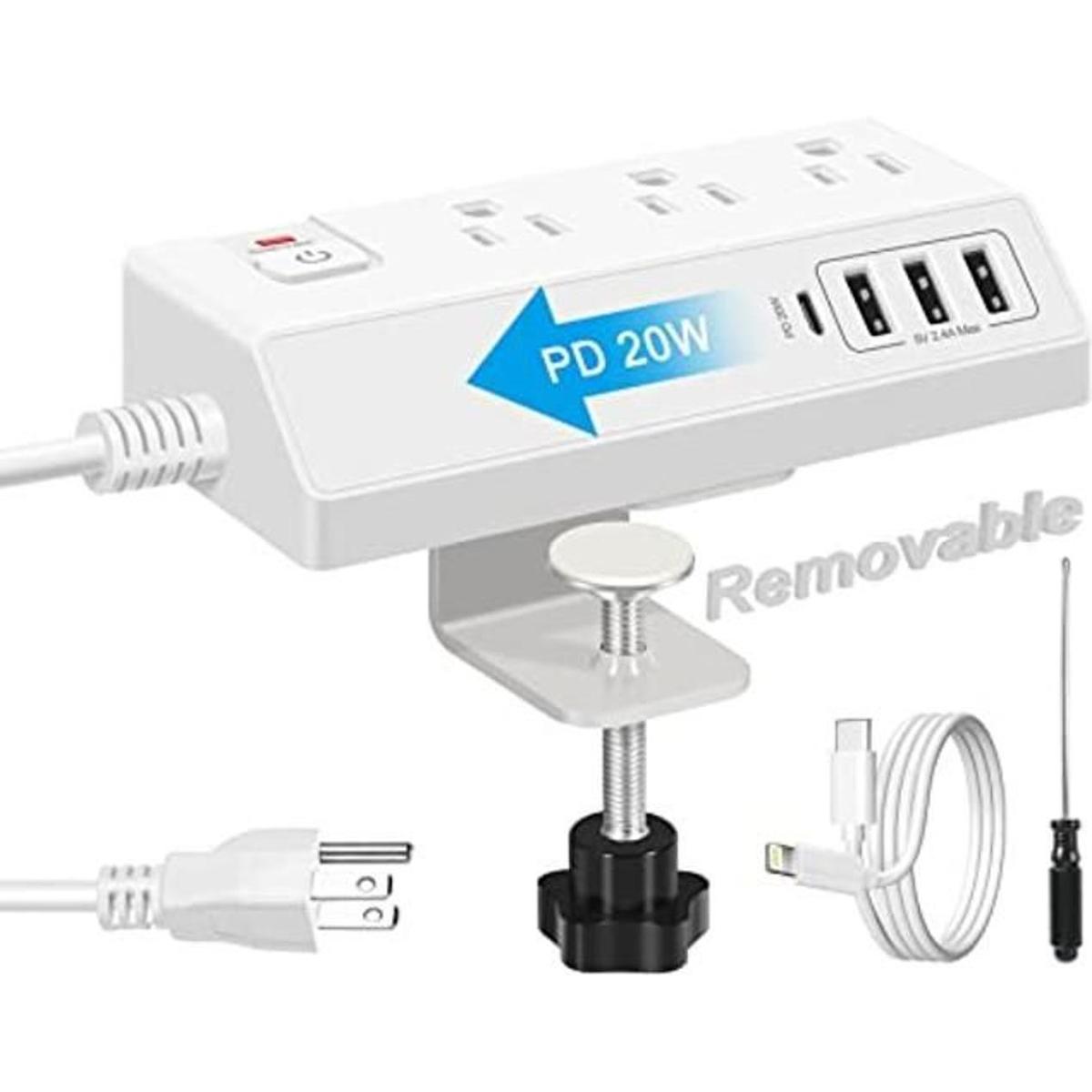 Regleta de escritorio con abrazadera de escritorio con USB
