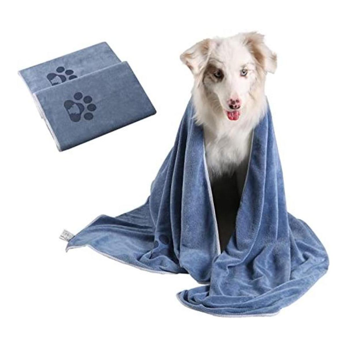 Paquete de 2 toallas de baño para perros para secar