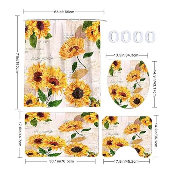 Mightree Juego de 4 cortinas de ducha de baño 71 x 65