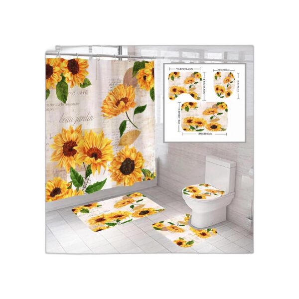 Mightree Juego de 4 cortinas de ducha de baño 71 x 65