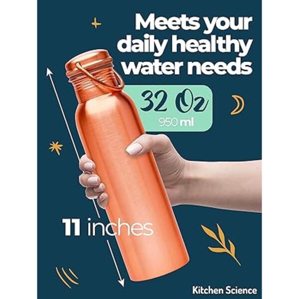 Kitchen Science Botella de agua de cobre con bolsa y funda