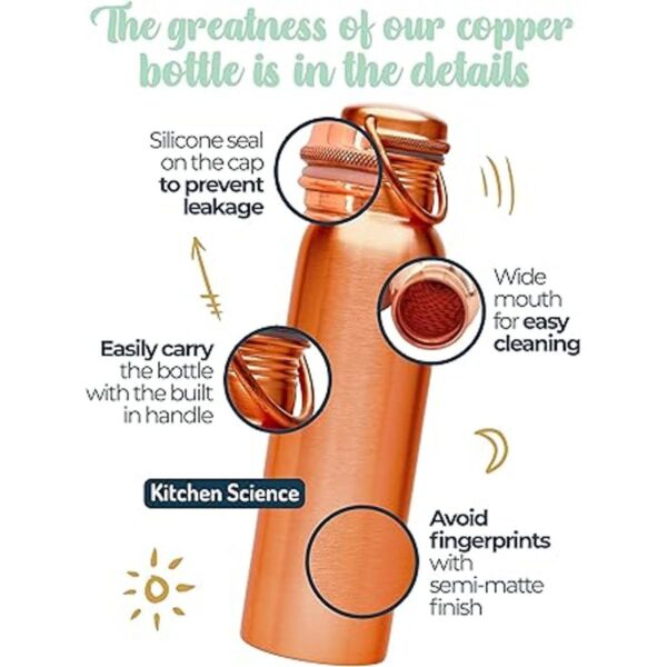 Kitchen Science Botella de agua de cobre con bolsa y funda