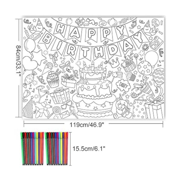 HOWAF Póster para colorear de feliz cumpleaños con 24