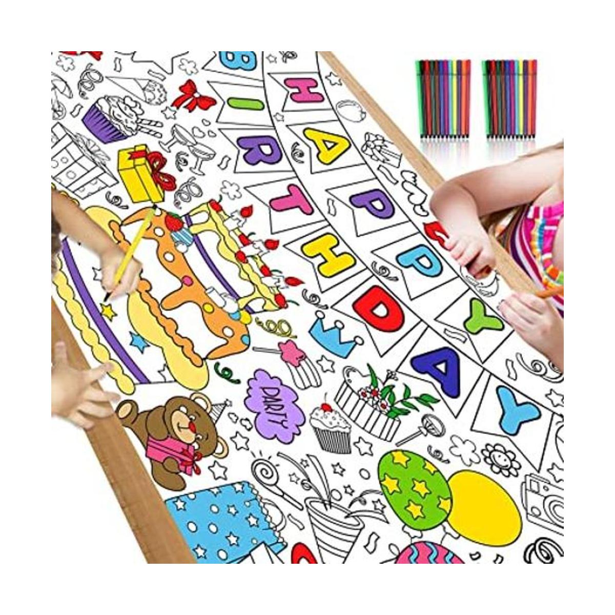HOWAF Póster para colorear de feliz cumpleaños con 24