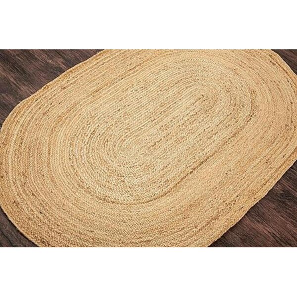 HOMEMONDE Alfombra de yute trenzada pequeña de forma_4