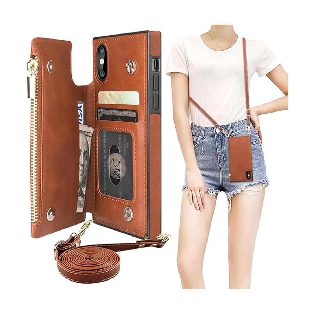Bocasal Funda tipo cartera cruzada para iPhone X Xs con