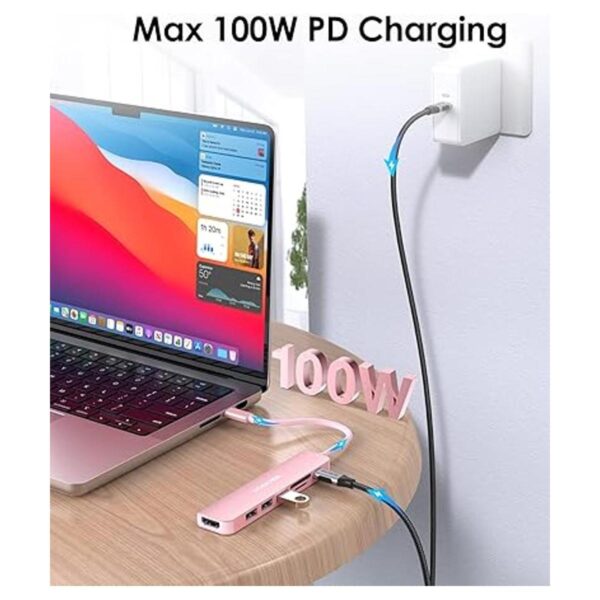 LENTION Hub USB C con carga de 100 W HDMI 4K lector de_5