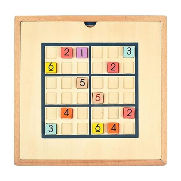 BOHS Juego de mesa de Sudoku de madera arcoíris con cajón_4