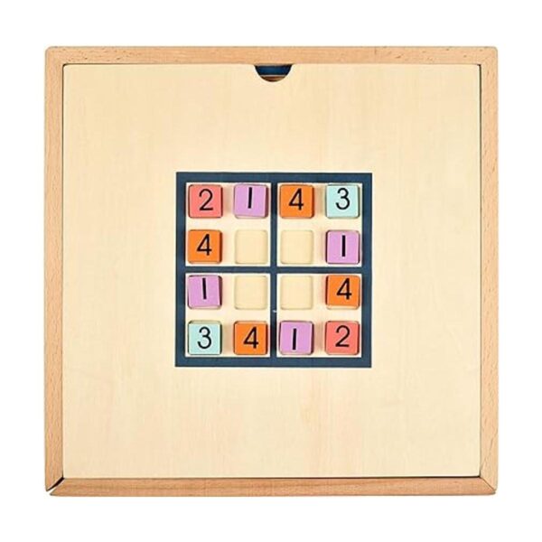 BOHS Juego de mesa de Sudoku de madera arcoíris con cajón_3