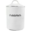 AuldHome Bote de crema blanca esmaltada; estilo rústico