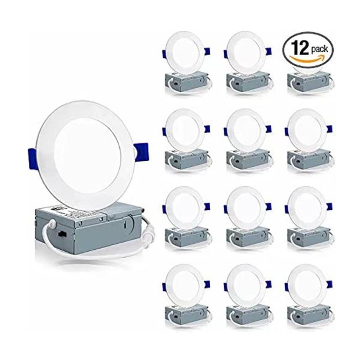 Meconard Paquete de 12 luces LED de techo empotrables