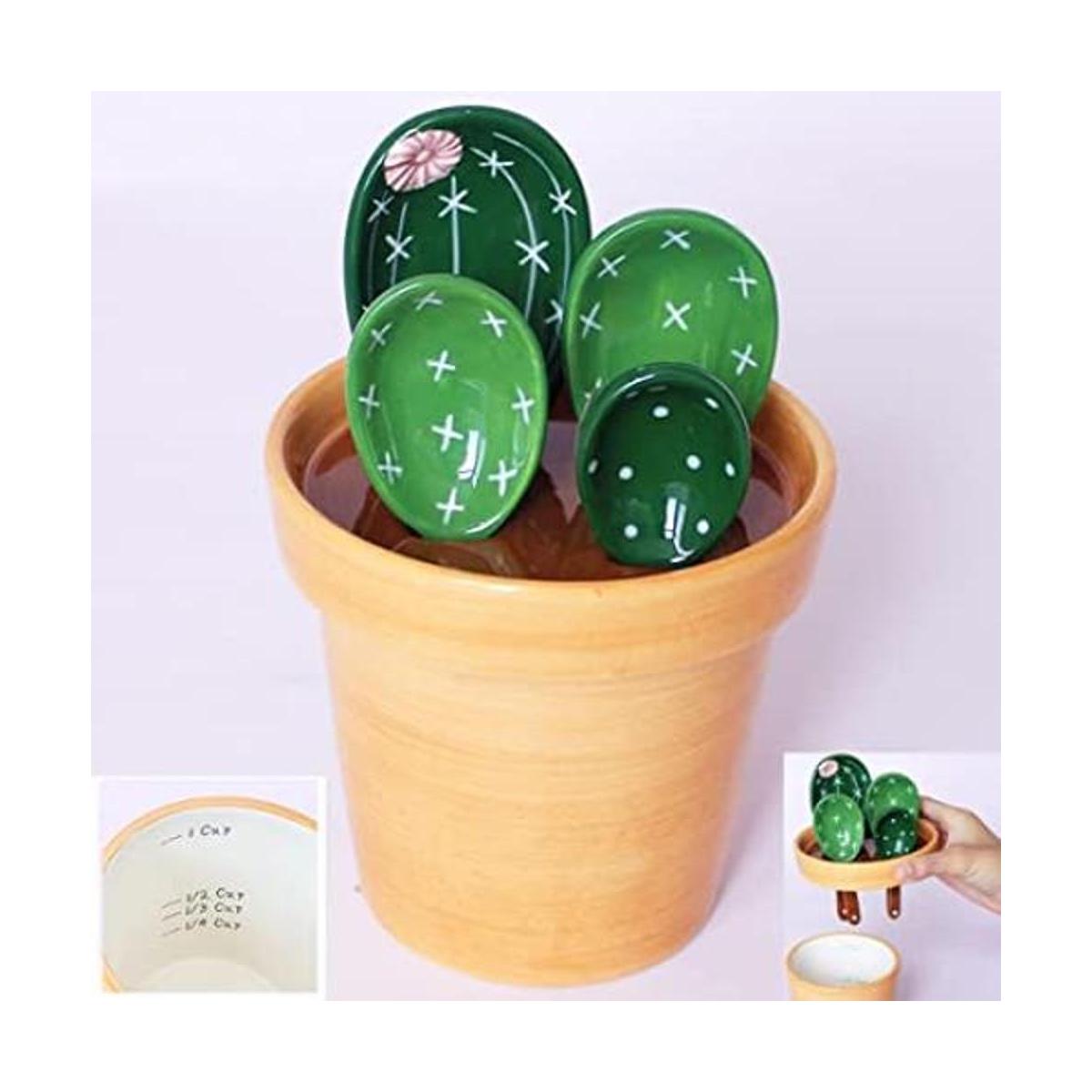 Juego de cucharas medidoras de cactus en maceta cucharas