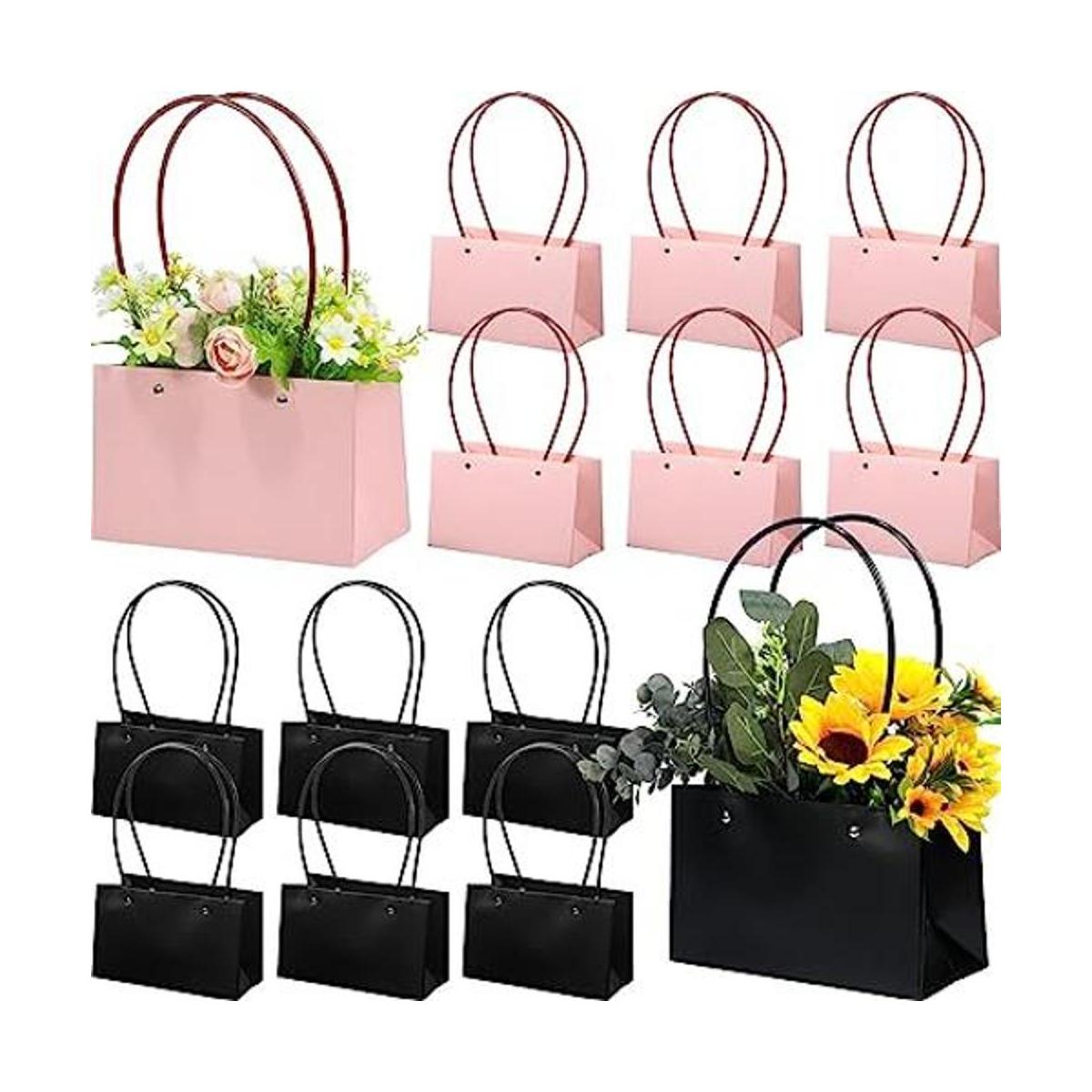 Teling 12 bolsas de regalo de flores de papel kraft para