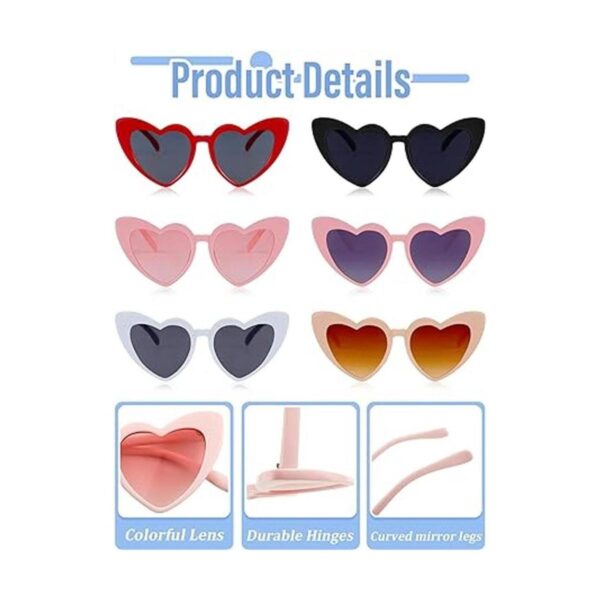 6 paquetes de gafas de sol en forma de corazón para niños_3