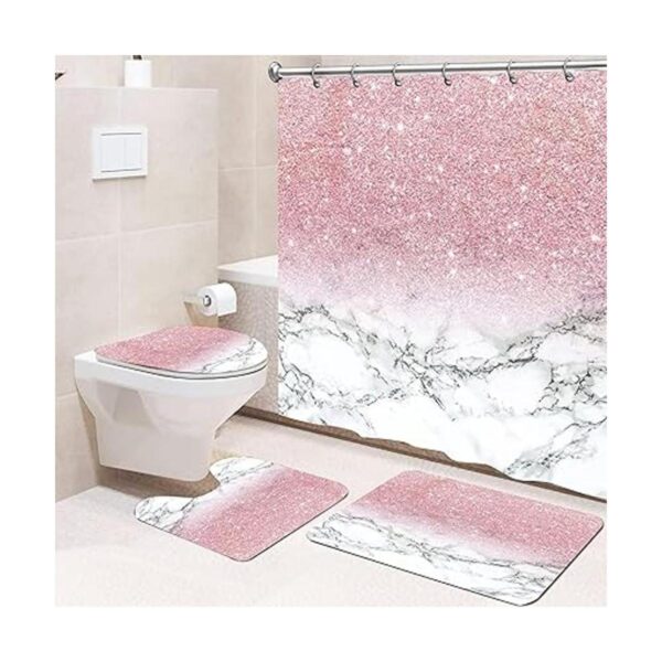 Hedybard Juego de 4 cortinas de ducha de baño rosas con_5