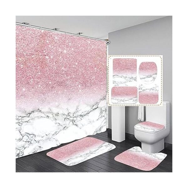 Hedybard Juego de 4 cortinas de ducha de baño rosas con_6