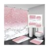 Hedybard Juego de 4 cortinas de ducha de baño rosas con_4
