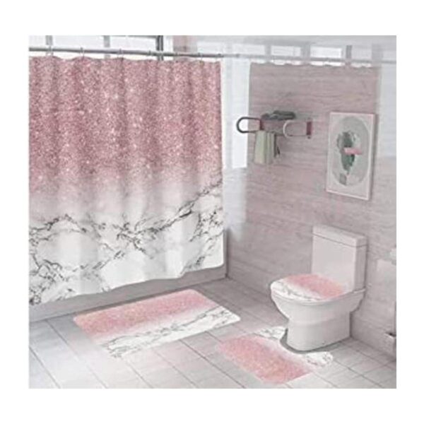 Hedybard Juego de 4 cortinas de ducha de baño rosas con_1