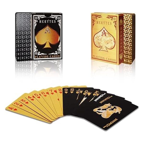 Merytes 2 barajas de cartas de póquer impermeables y_6