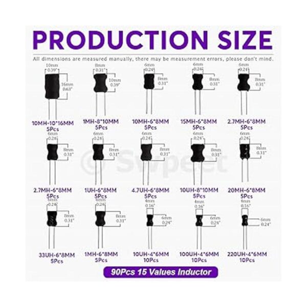 Swpeet Kit surtido de 90 unidades de inductor de 15_2