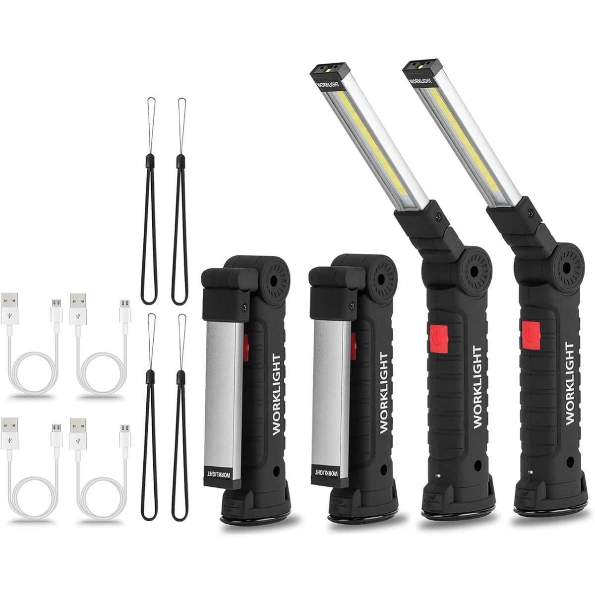 Paquete de 4 linternas LED recargables de trabajo
