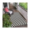 LEEVAN Alfombra a cuadros en blanco y negro de 3 x 5 pies