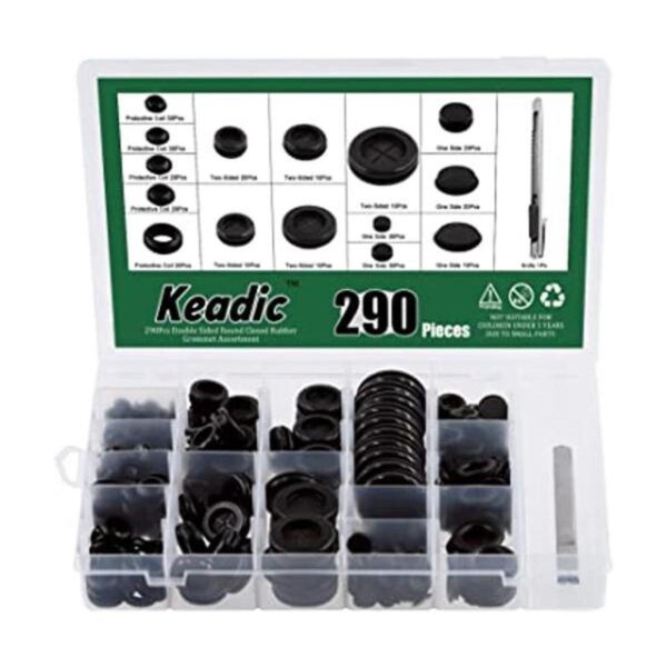 Keadic Kit surtido de 290 ojales de goma que incluye 60