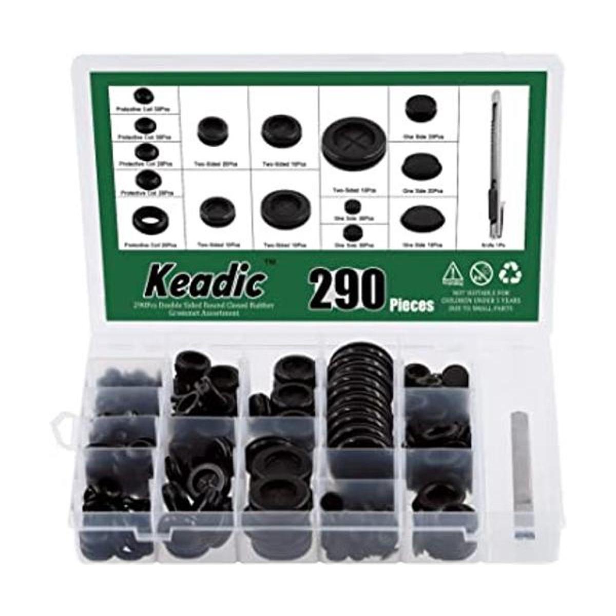 Keadic Kit surtido de 290 ojales de goma que incluye 60