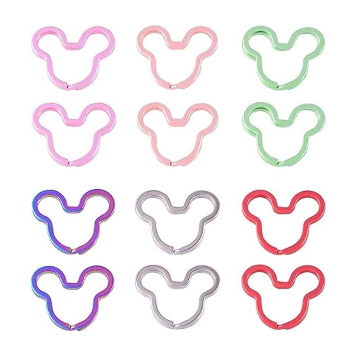 Anillos divididos con forma de cabeza de ratón coloridos