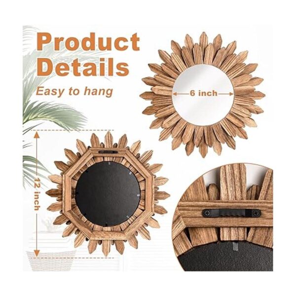 Emfogo Espejo de pared de madera rústica de 12 pulgadas_4