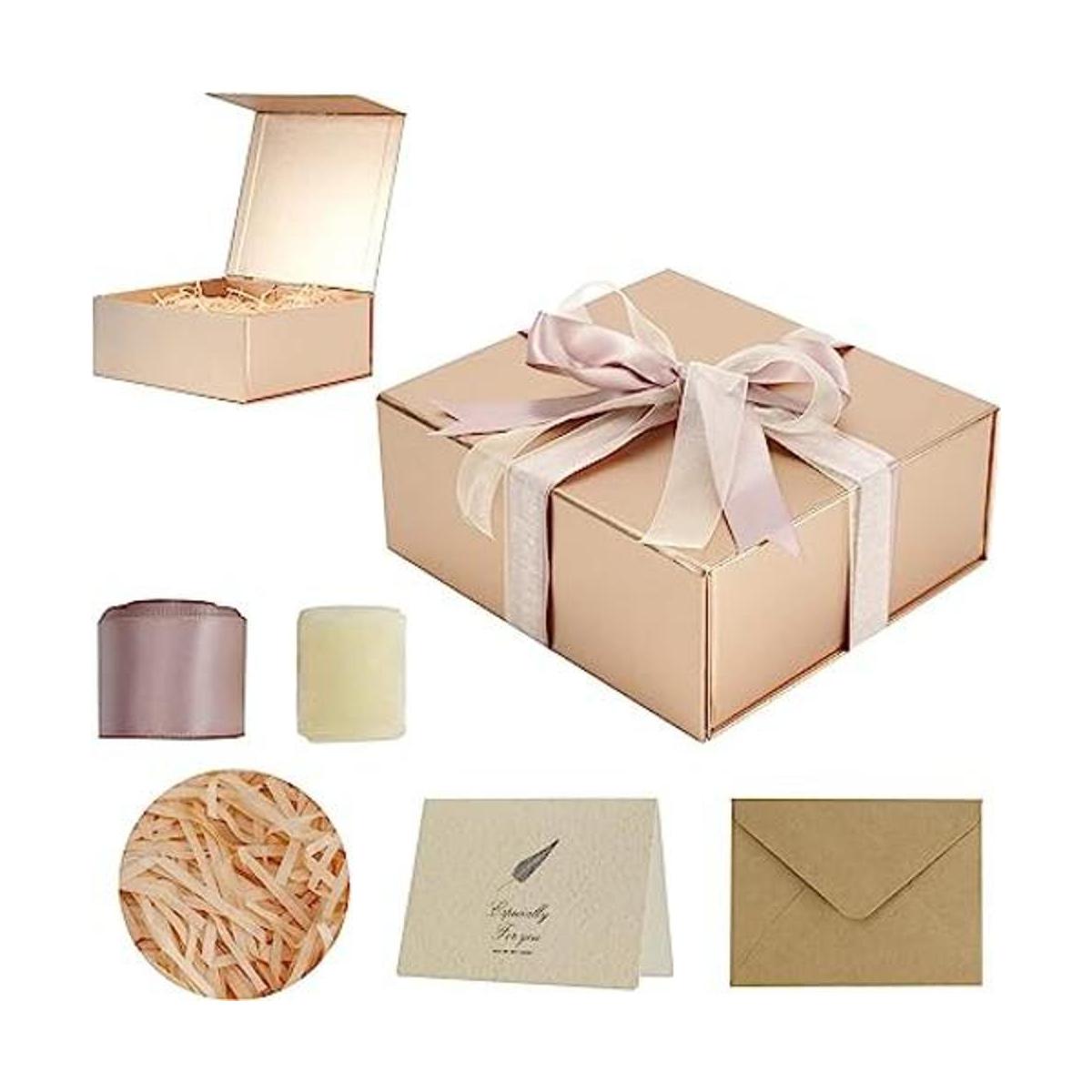 HUIHUANG Cajas de regalo de lujo de oro rosa con tapas