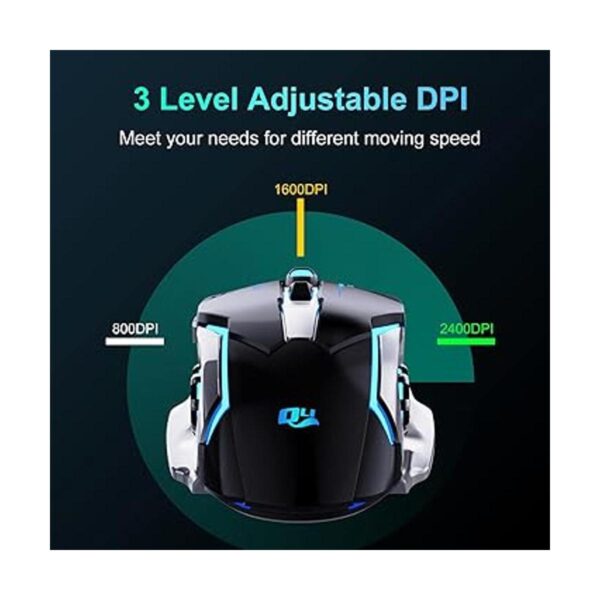 QELIROKY Nuevo mouse inalámbrico recargable de 2.4 G para_3
