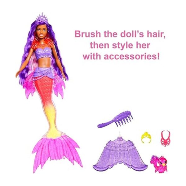 Muñeca Barbie Brooklyn de sirena con mascota fénix y_3