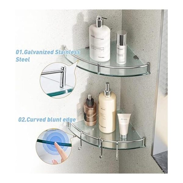 Estante de baño estante de pared de cristal de 2 niveles_5