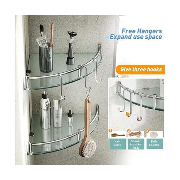 Estante de baño estante de pared de cristal de 2 niveles_2