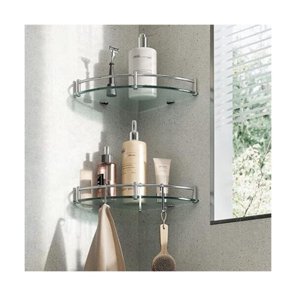 Estante de baño estante de pared de cristal de 2 niveles_3