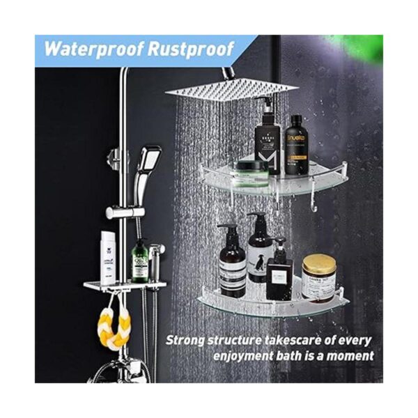 Estante de baño estante de pared de cristal de 2 niveles_6