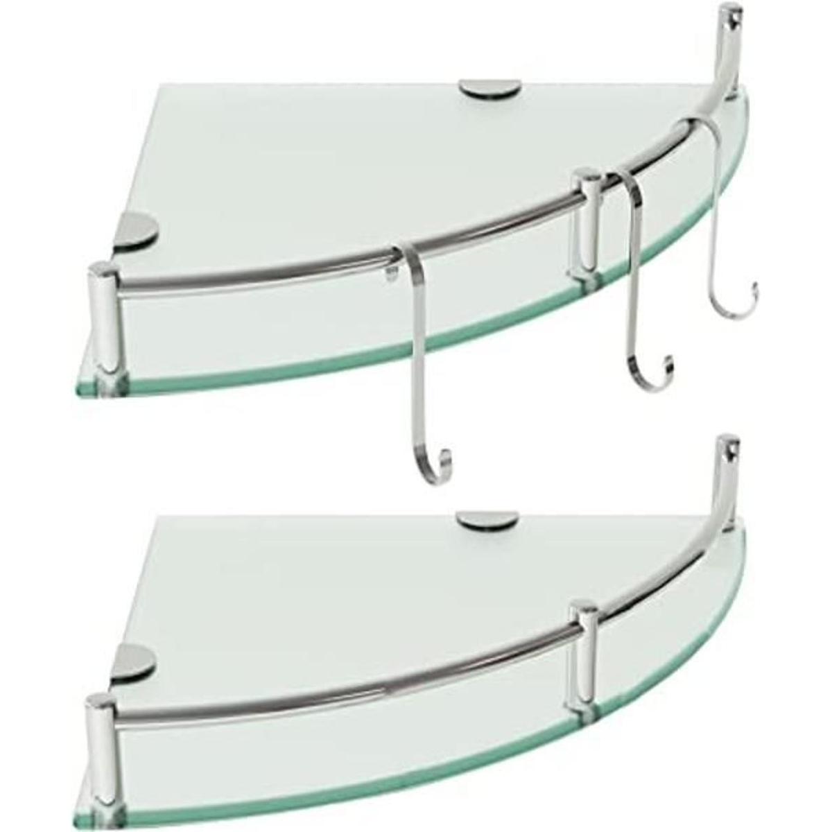 Estante de baño estante de pared de cristal de 2 niveles