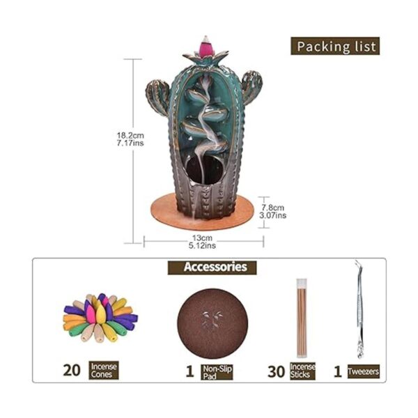 Quemador de incienso de reflujo con forma de cactus_2