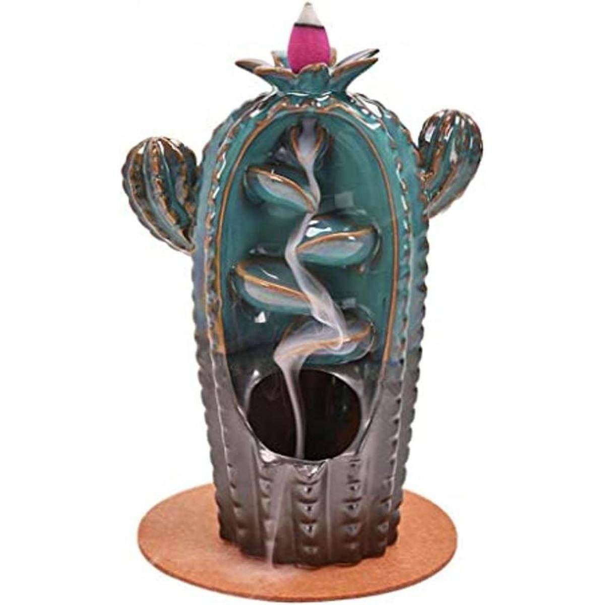 Quemador de incienso de reflujo con forma de cactus
