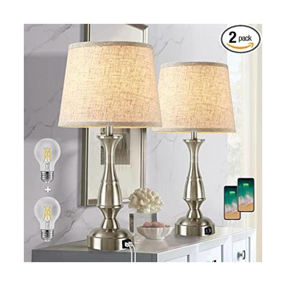RAYINIGHT Juego de 2 lámparas de mesa para dormitorios