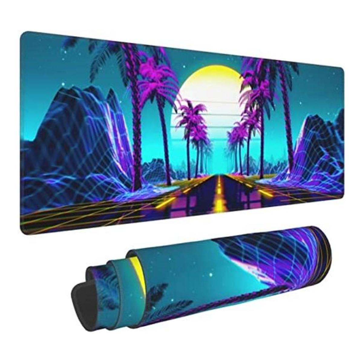 Neon Retrowave Alfombrilla de mouse para juegos tamaño