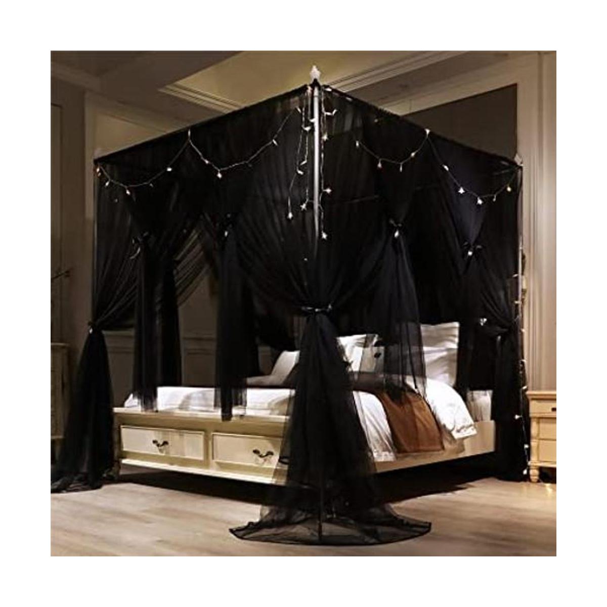 VETHIN 4 Corners Post Princess Bed Canopy Curtain Double