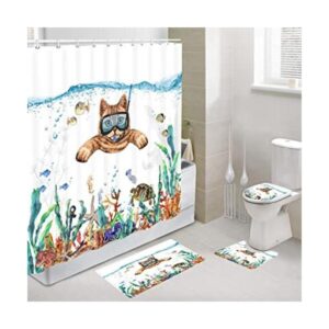 Uokiuki Divertido juego de cortinas de ducha con ganchos_1