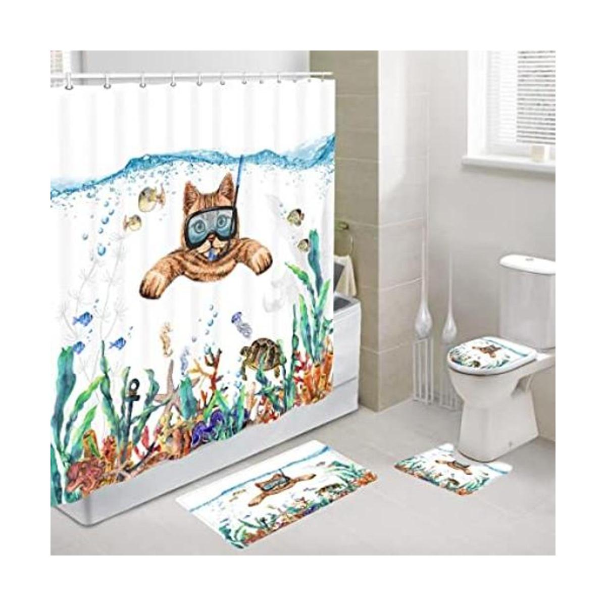 Uokiuki Divertido juego de cortinas de ducha con ganchos