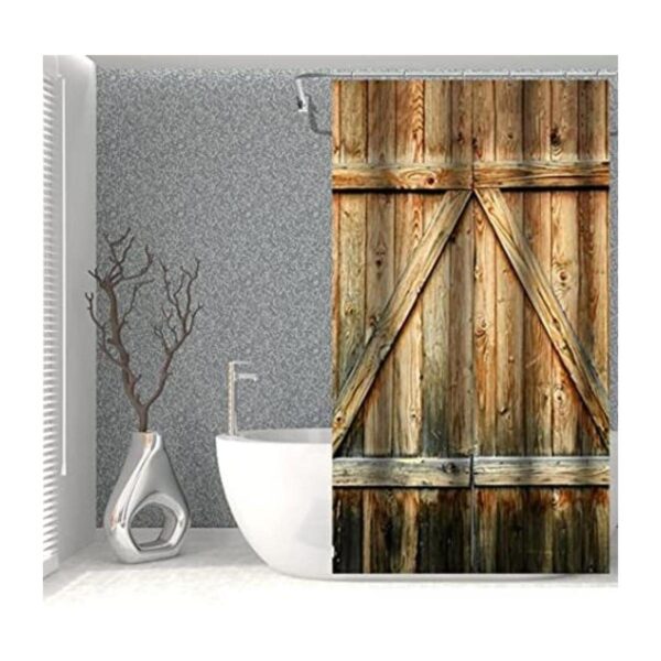 OERJU Cortina de ducha con puertas de madera estilo