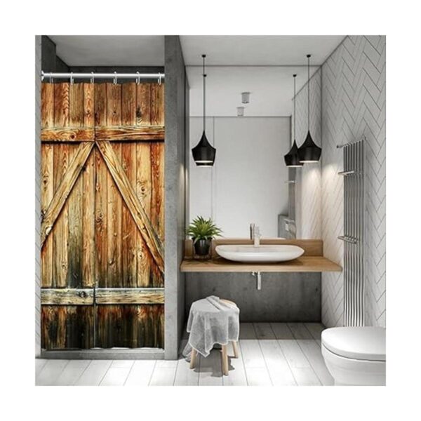 OERJU Cortina de ducha con puertas de madera estilo