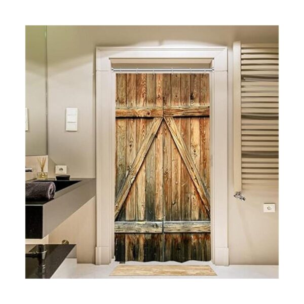 OERJU Cortina de ducha con puertas de madera estilo